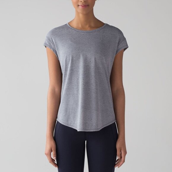 Lululemon | Lost In Pace Short Sleeve Tee Sheer Luon Pebble Jacquard V2 Size 12 - Picture 2 of 8